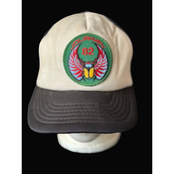 Journey 82 Mesh Trucker Hat Beige & Black Adjustable Vintage Retro Style - Picture 1 of 9
